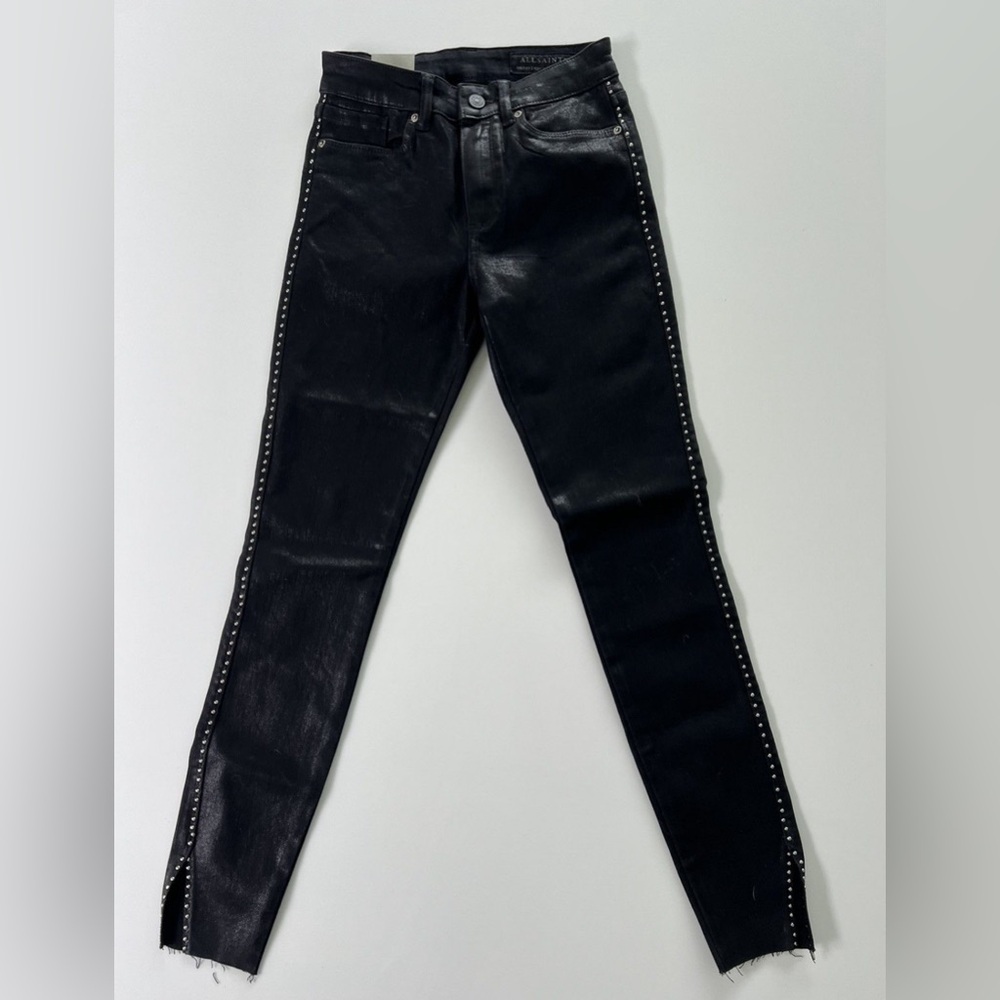NWT All Saints size 24 black studded jeans